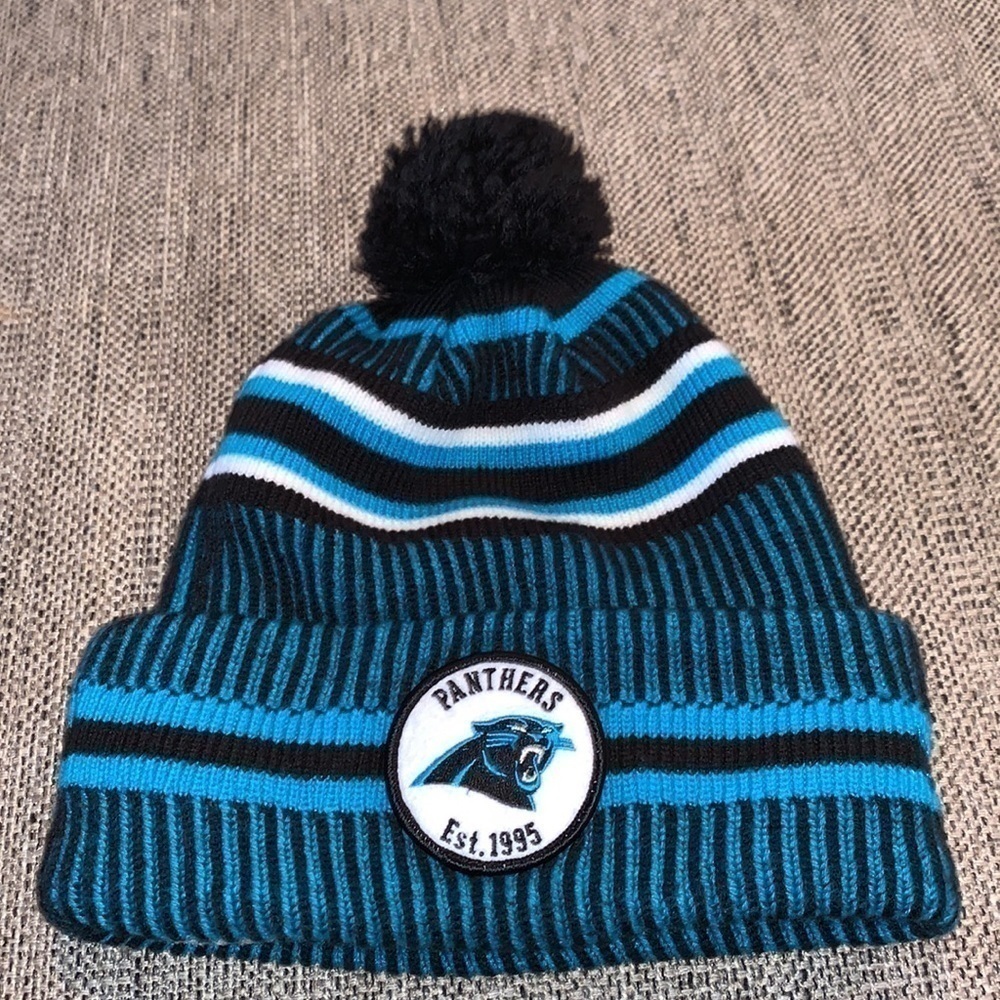 Panthers beanie Toboggan hat with pom-pom, NFL Carolina Panthers